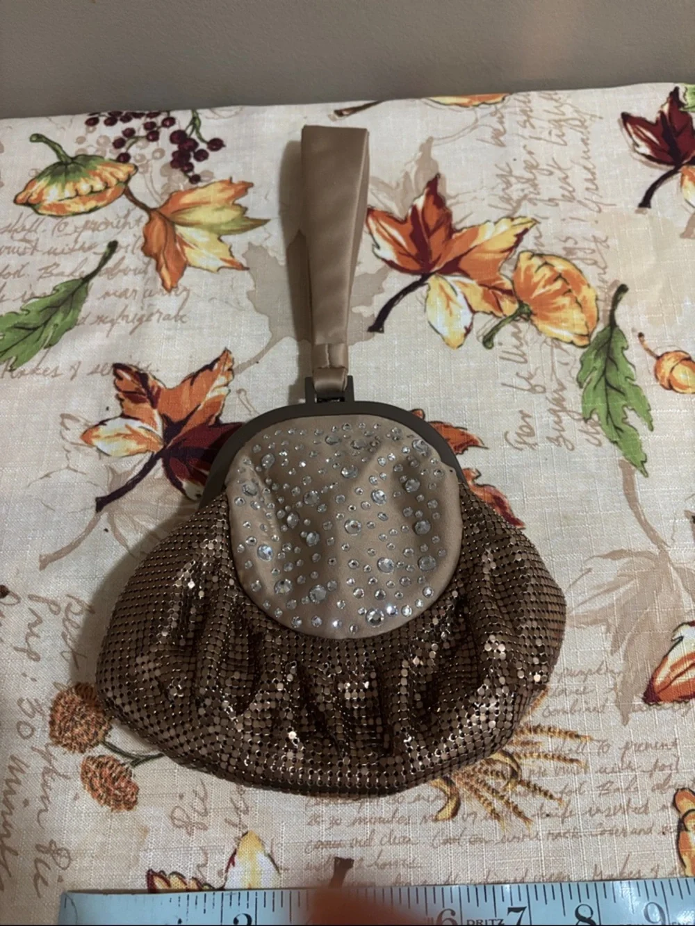 Women's Taupe Sequin Wristlet Evening Bag